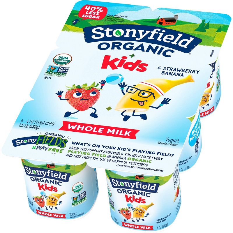 Stonyfield Organic Kids' Strawberry Banana Whole Milk Yogurt - 6ct/4oz Cups