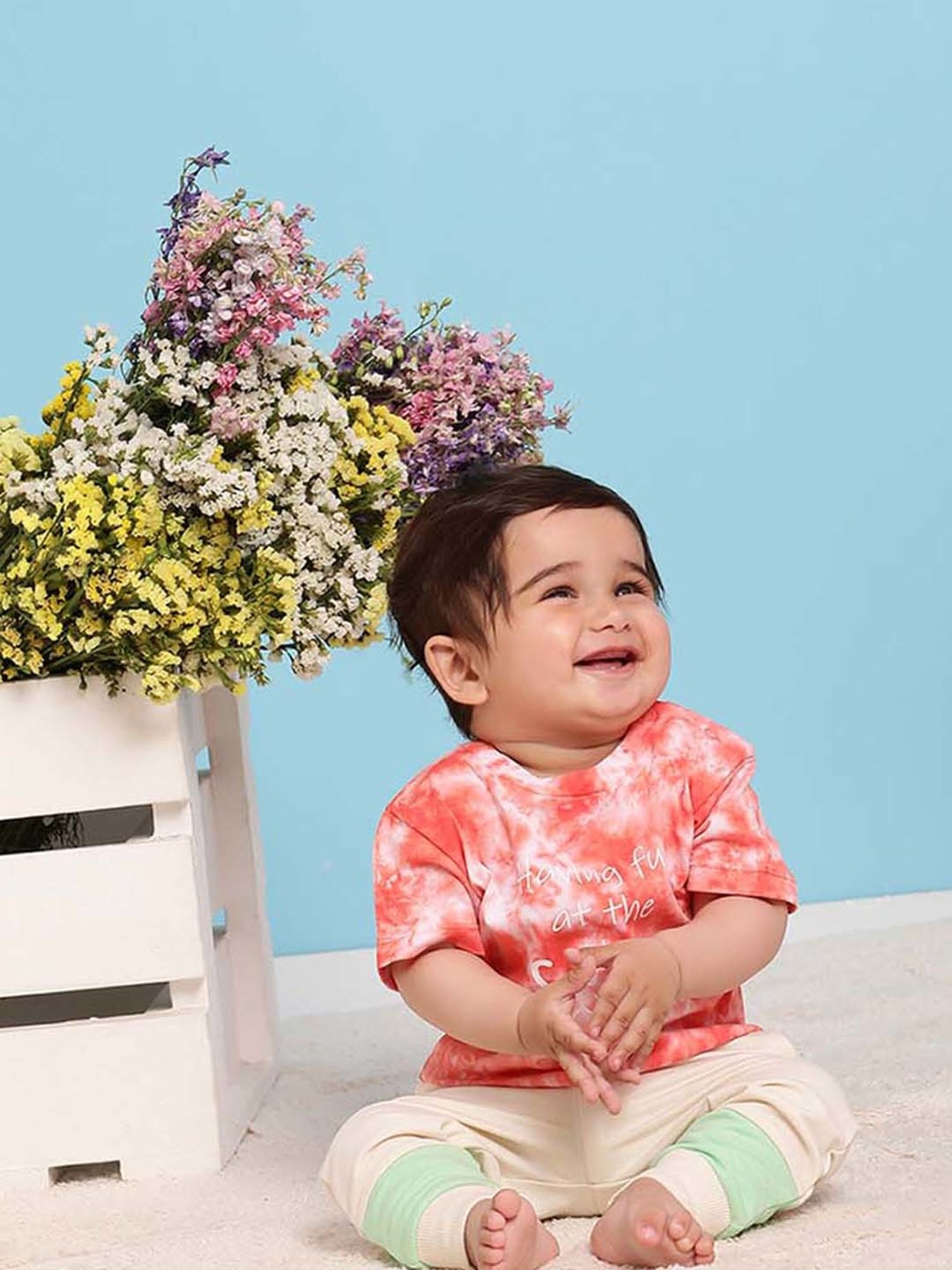 MiArcus Kids Off-White & Green Cotton Color Block Joggers