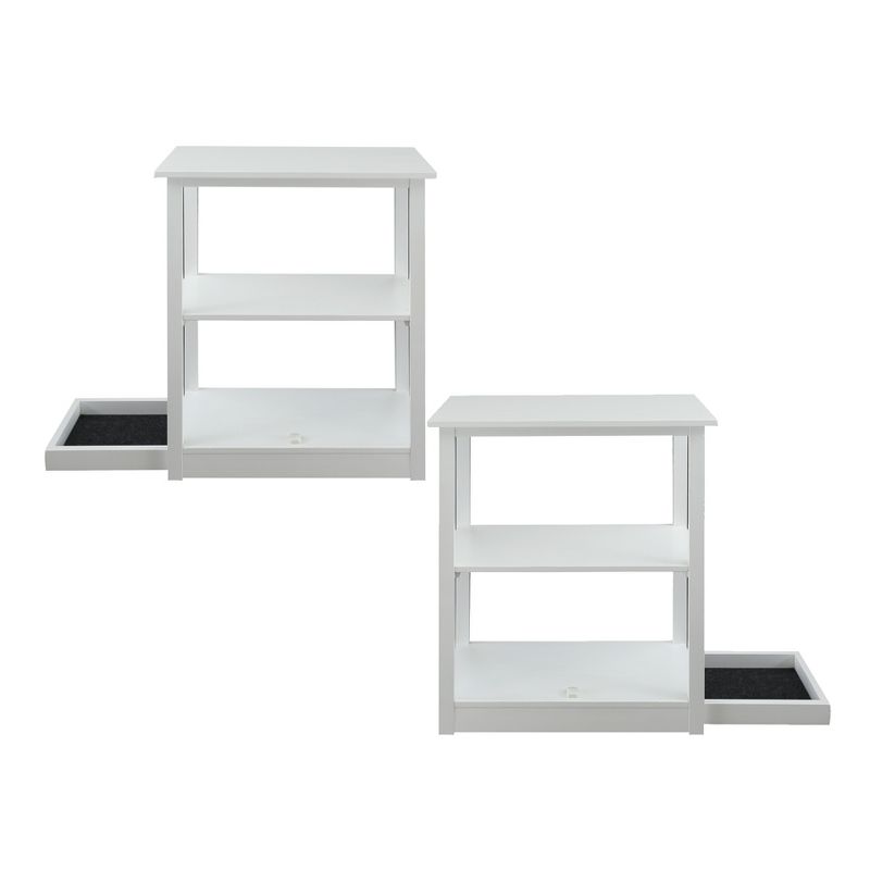 34" Adams 3 Shelf Bookcase with Concealed Sliding Track White - Flora Home