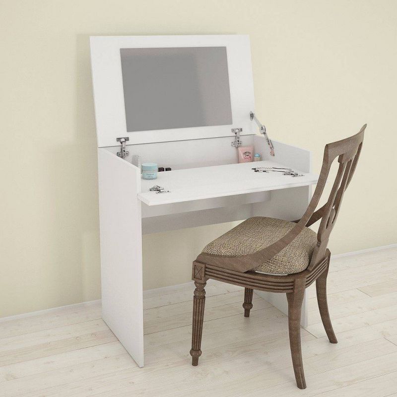 Vanity or Writing Desk with Mirror White - Nexera