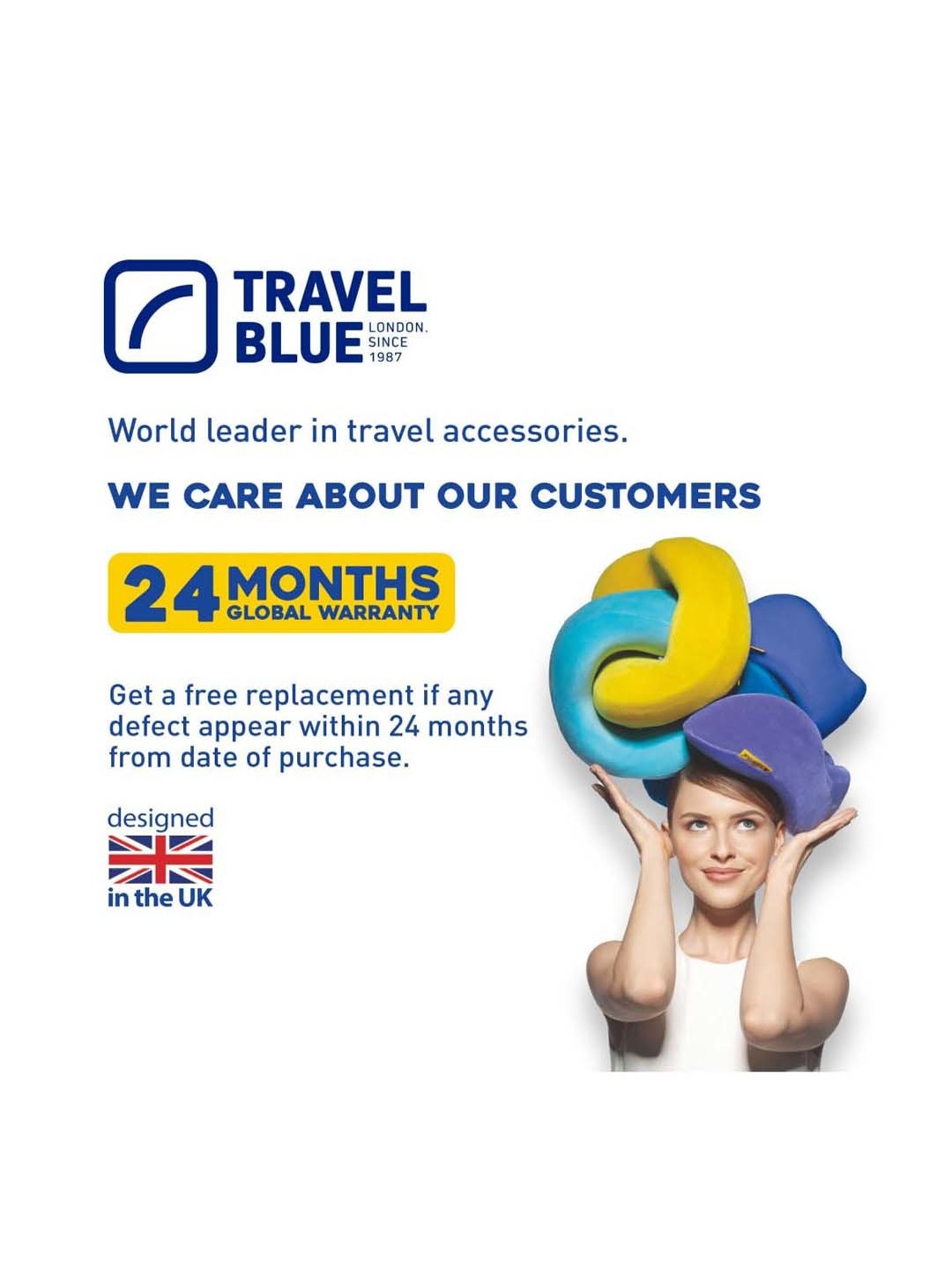 Travel Blue Grey Memory Foam Neck Pillow