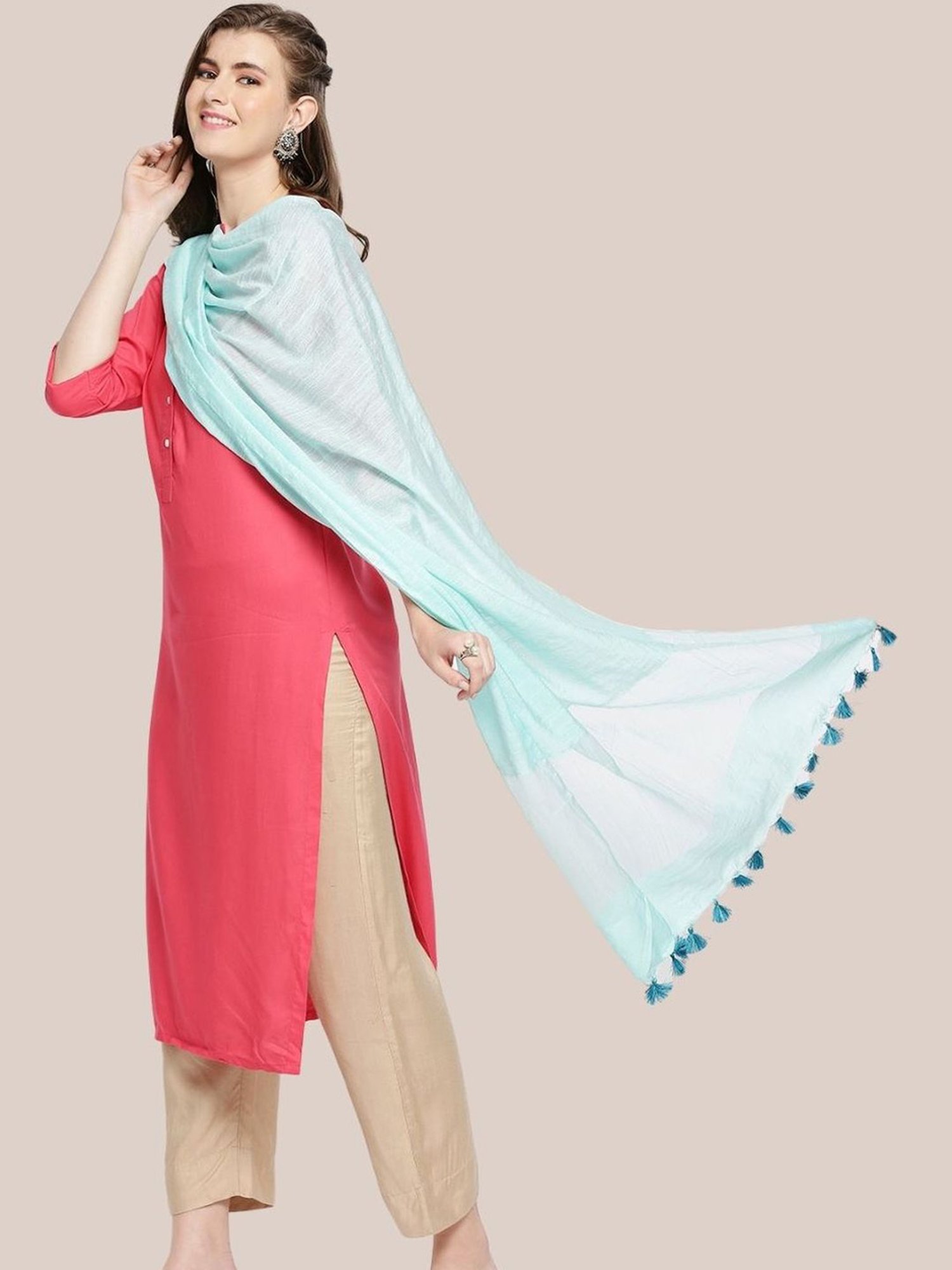 Dupatta Bazaar Light Blue Linen Dupatta
