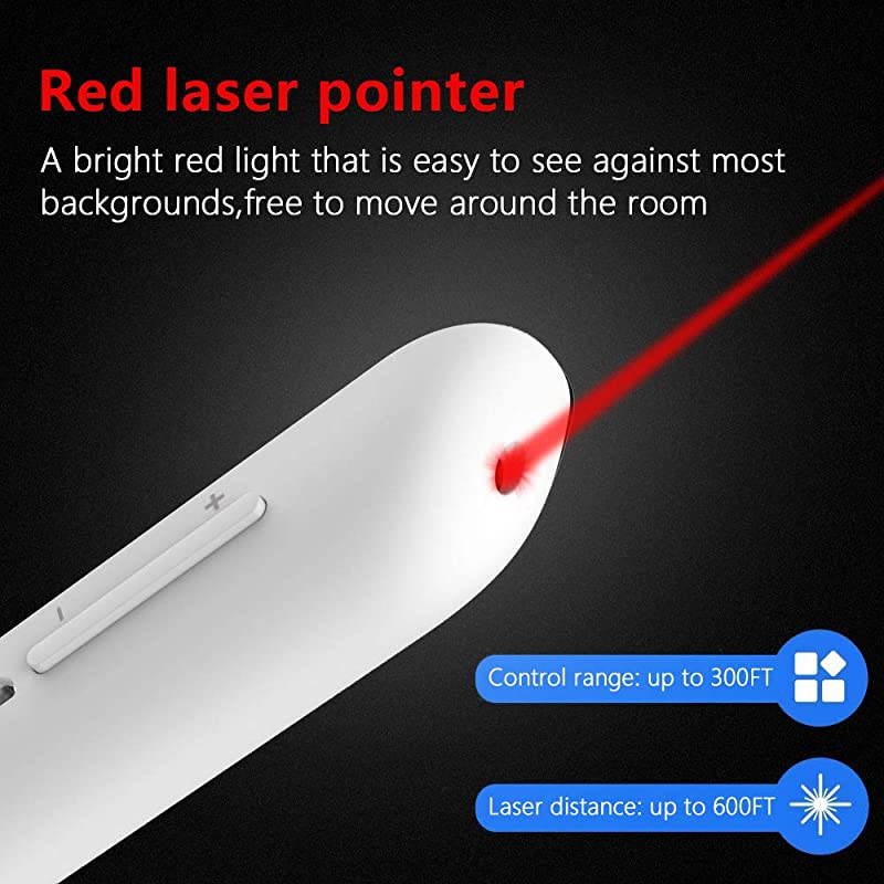 N27 Laser Pointer Presentation Clicker for Powerpoint Hyperlink Volume Control Presentation Remote PowerPoint Clicker Slide Advancer White