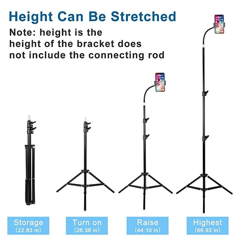 Phone Tripod,  22.8" to 67" Flexible Phone Tripod Stand with Phone Holder for Recording Video/Streaming/Vlogging/Live Broadcasting