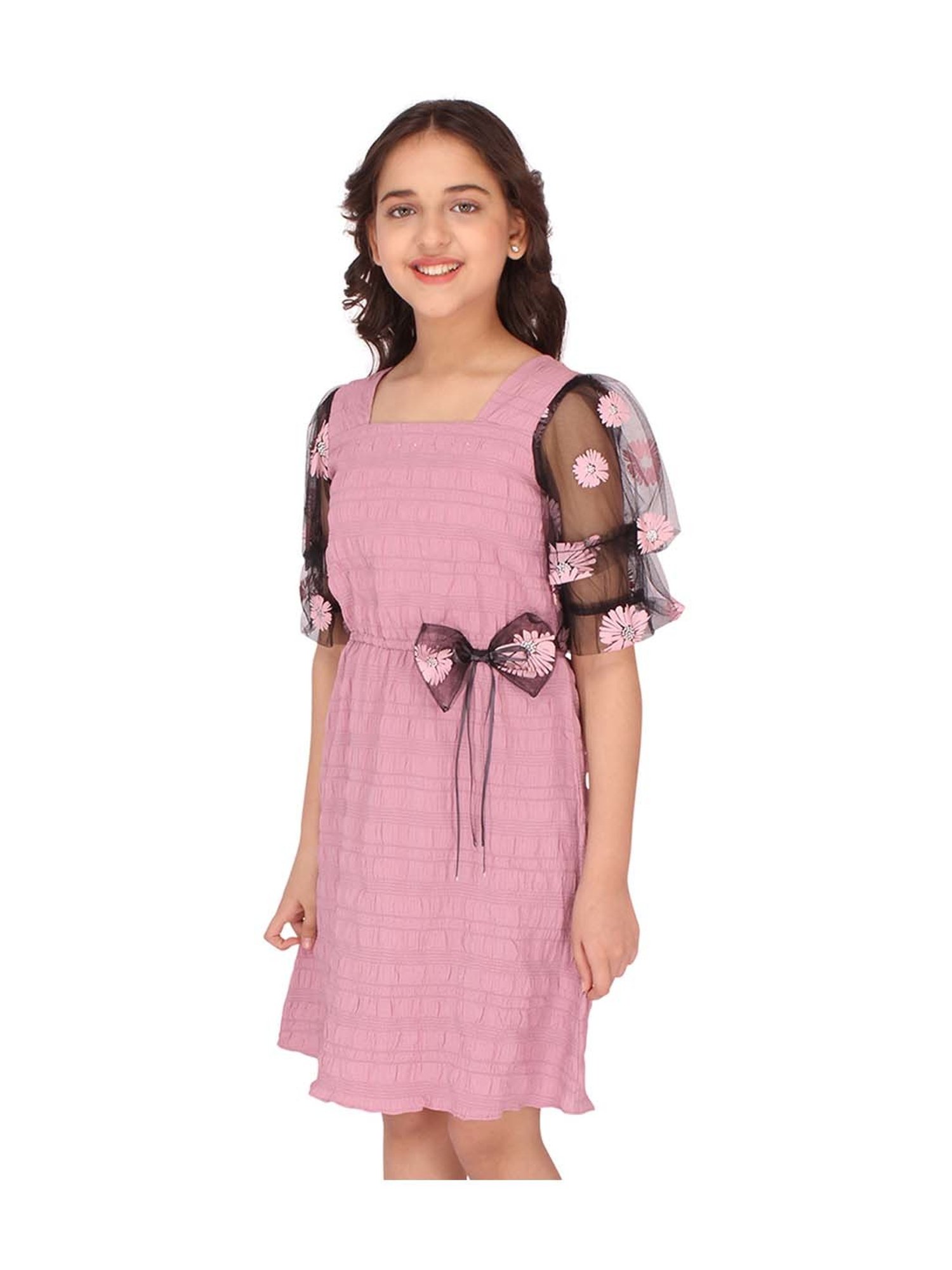 Cutecumber Kids Pink Floral Print Casual Dress