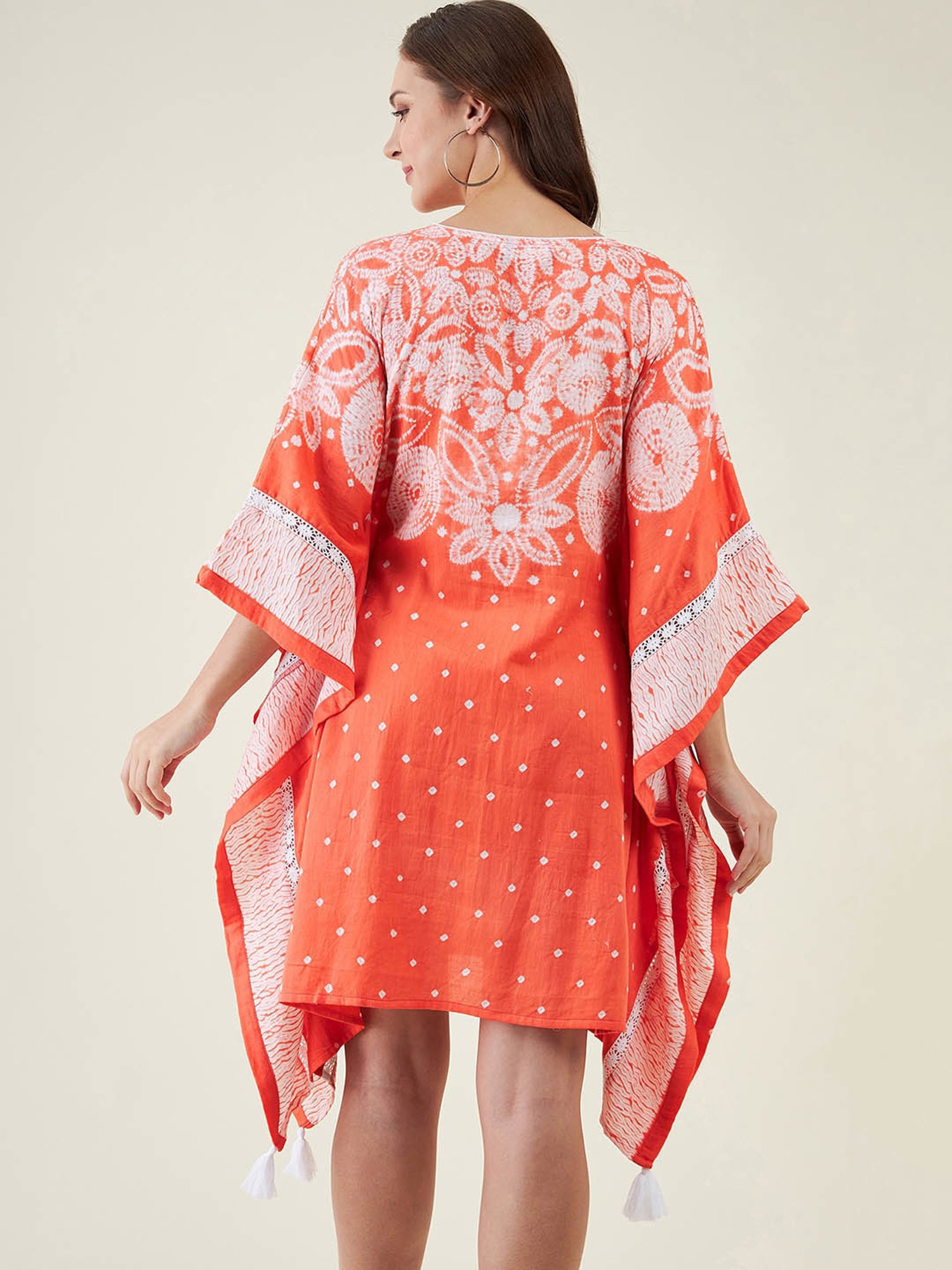 The Kaftan Company Orange Printed Kaftan Dress