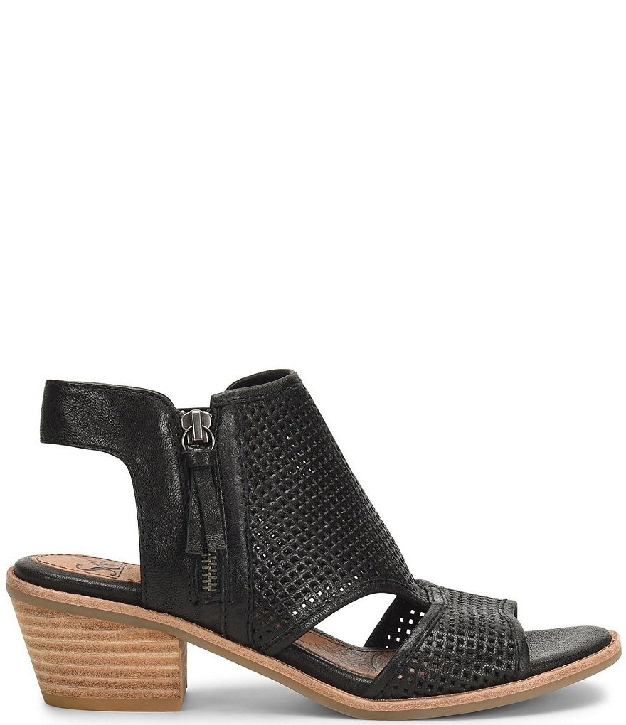 Sofft Sara Perforated Leather Stacked Heel Shooties