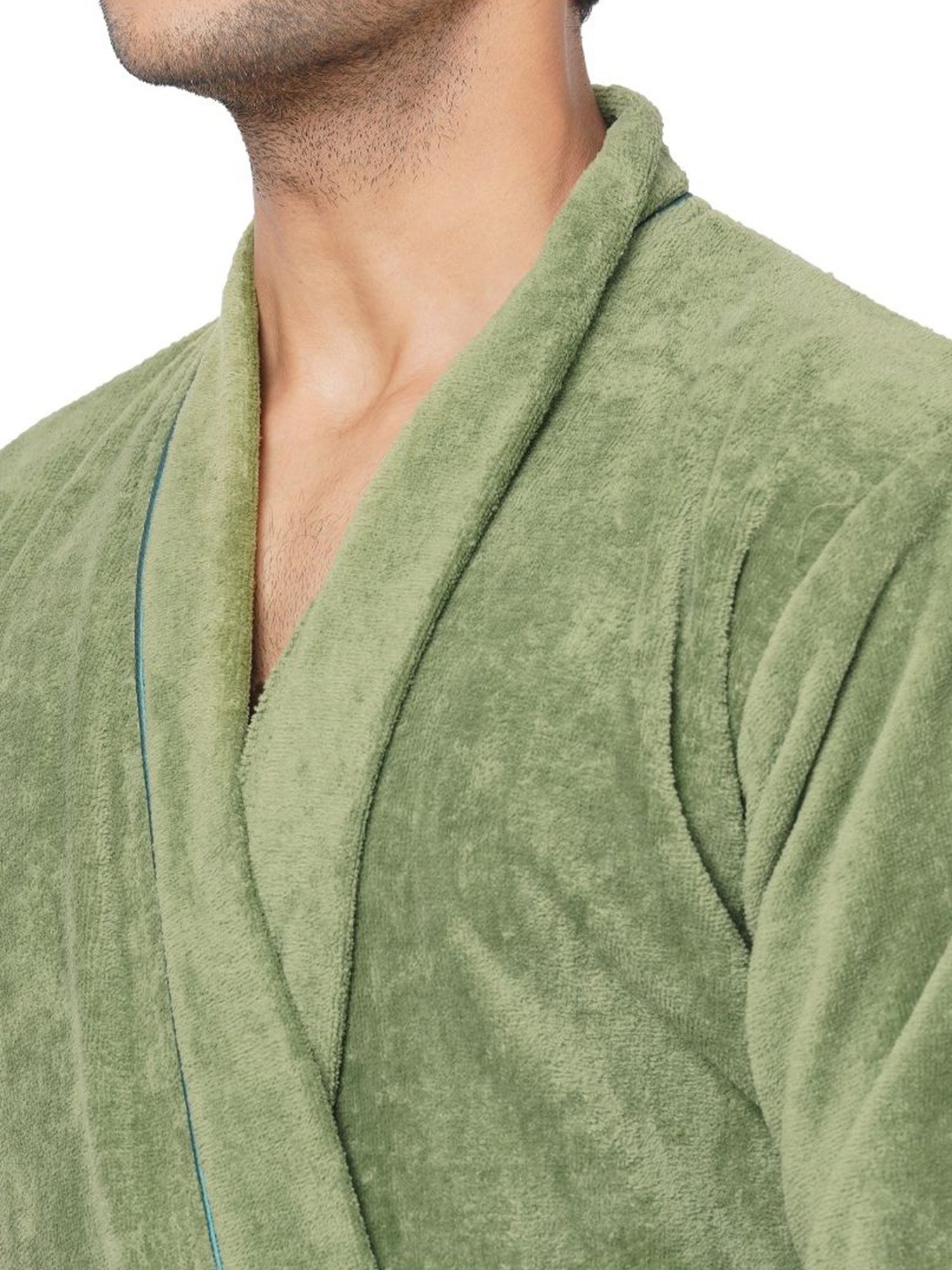Spaces Exotica Solid Dark Green Cotton Bathrobes