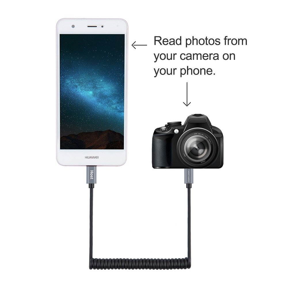 CableCreation Micro USB to Micro USB Cable, (0.56ft to 5ft) Coiled Micro USB OTG Cable with Gold Plated Connector Aluminium Shell Compatible for Smart Phones, Tablets, DJI Remote and More, Black