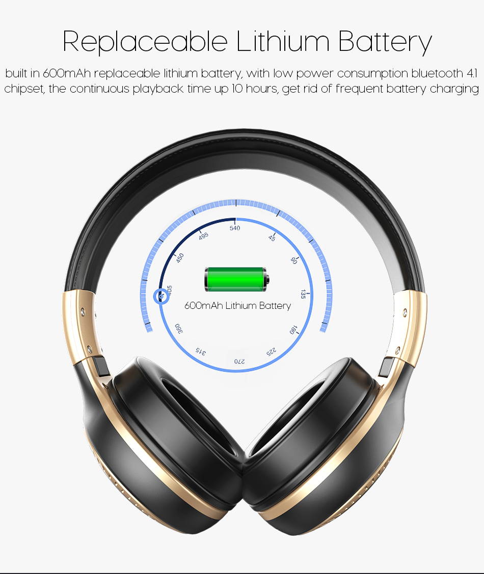 HaiBlue HiFi Stereo Bluetooth 4.1 Headphone Wireless Headset Super Bass Over Ear Handsfree With Microphone
