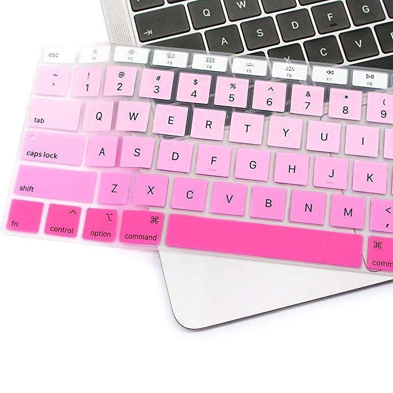 Pink Gradient Keyboard Cover Ultra Thin Silicone Keyboard Skin for 2019 2018 MacBook Air 13Inch A1932 US Version Keyboard Accessories Protector NOT FIT 2020 Air 13Inch Ombre Pink