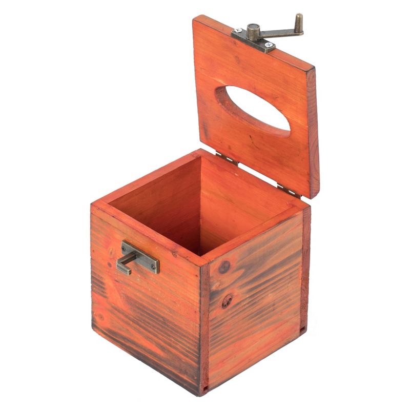 Vintiquewise Square Wooden Rustic Lockable Tissue Box Cover Holder