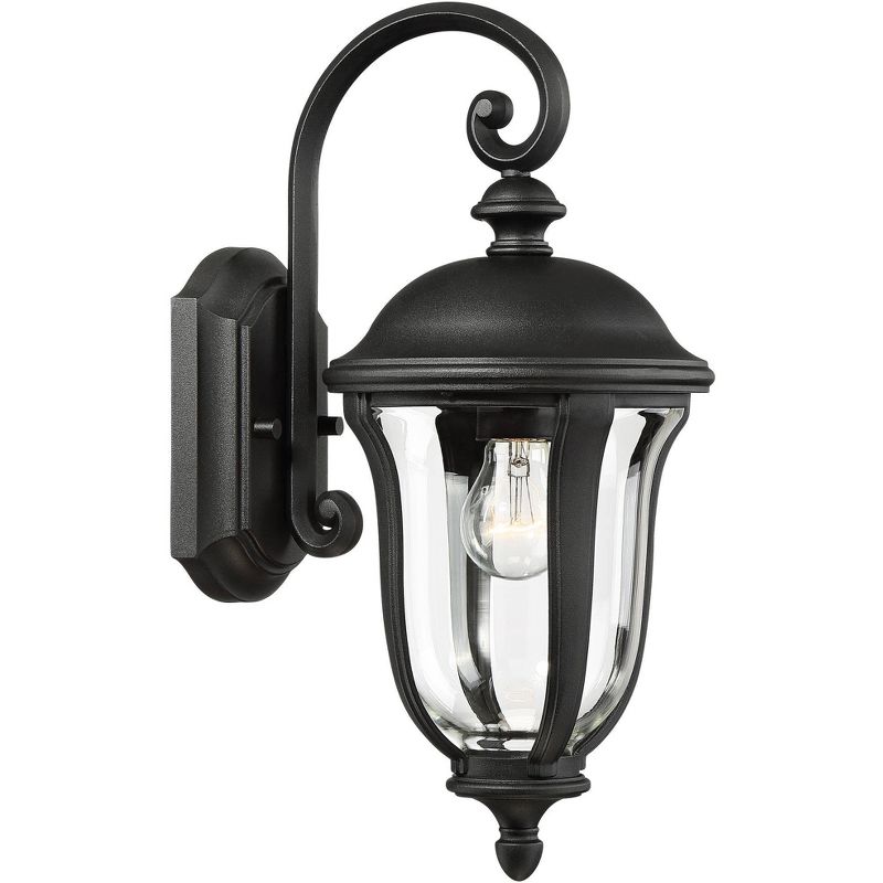John Timberland Traditional Outdoor Wall Light Fixture Black 16 3/4" Clear Glass Downbridge for Exterior House Porch Patio Deck