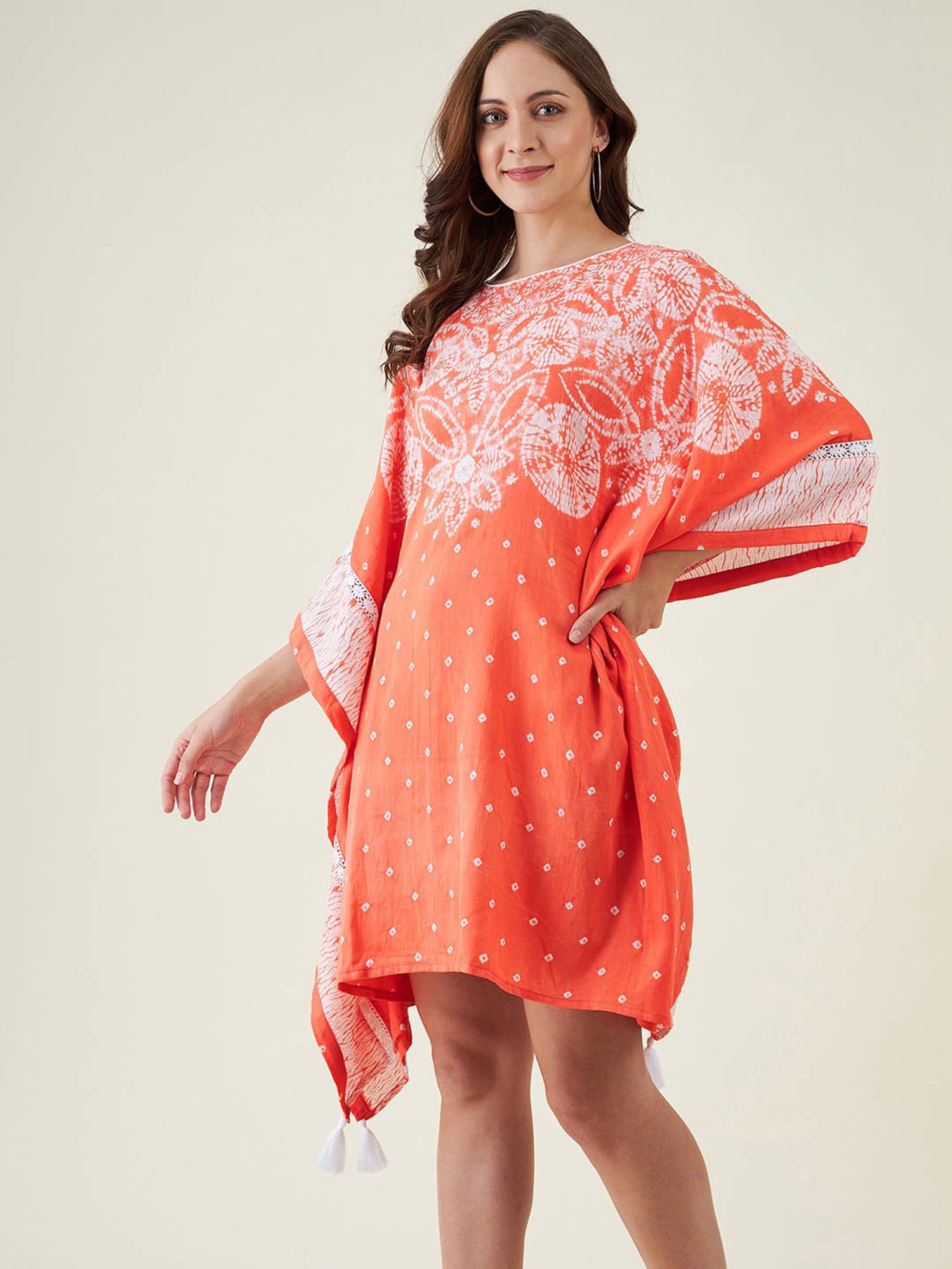 The Kaftan Company Orange Printed Kaftan Dress