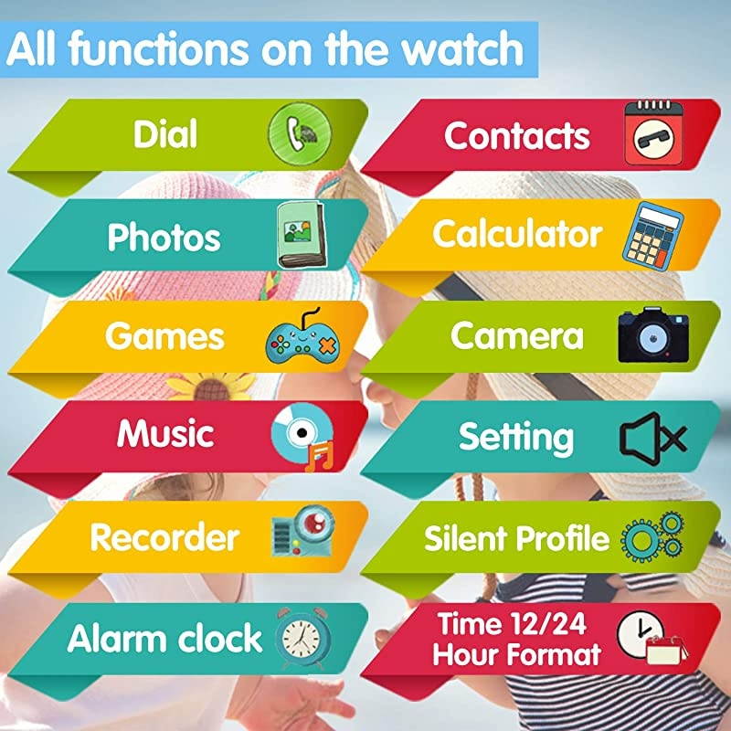 Watch for Kids Boys Girls Touch Screen Game watch with Call SOS Camera 7 Games Alarm Clock Music Player Record for Children Birthday Gifts 310 Kids Phone Watch with 1GB SD Card Blue