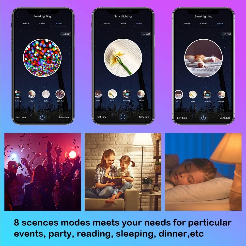 Smart Light Bulbs, Alexa Light Bulb, Smart Bulbs that Work with Alexa & Google Assistant, WiFi Light Bulbs A19 Daylight (5000K) No Hub Required, 800LM 60W Equivalent High CRI>90, 2 Pack