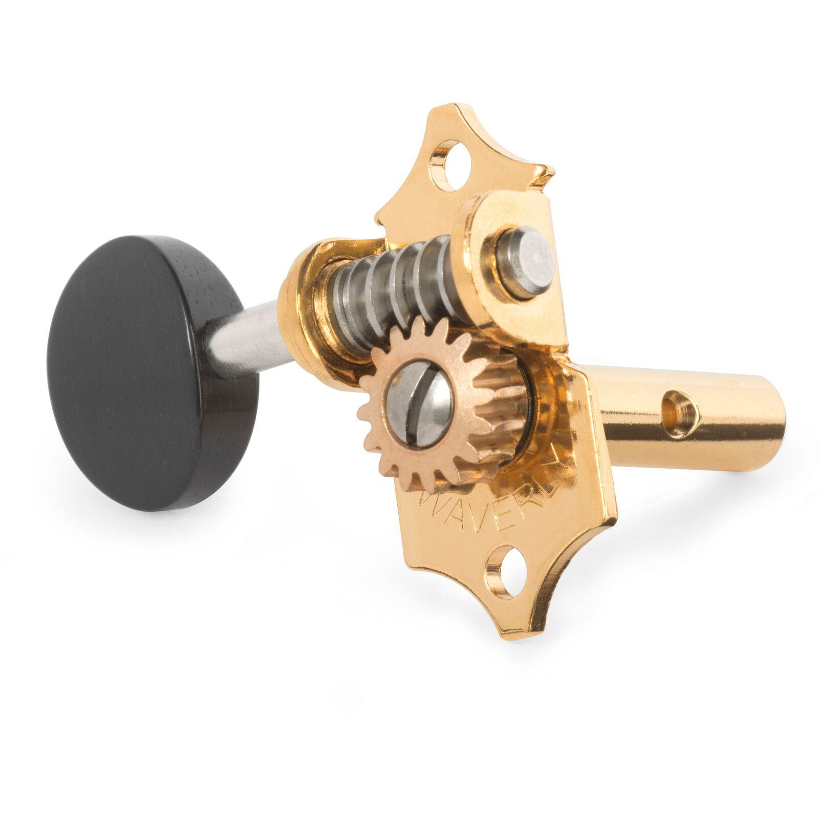 Waverly Guitar Tuners with Ebony Knobs for Slotted Pegheads, Gold, 3L/3R
