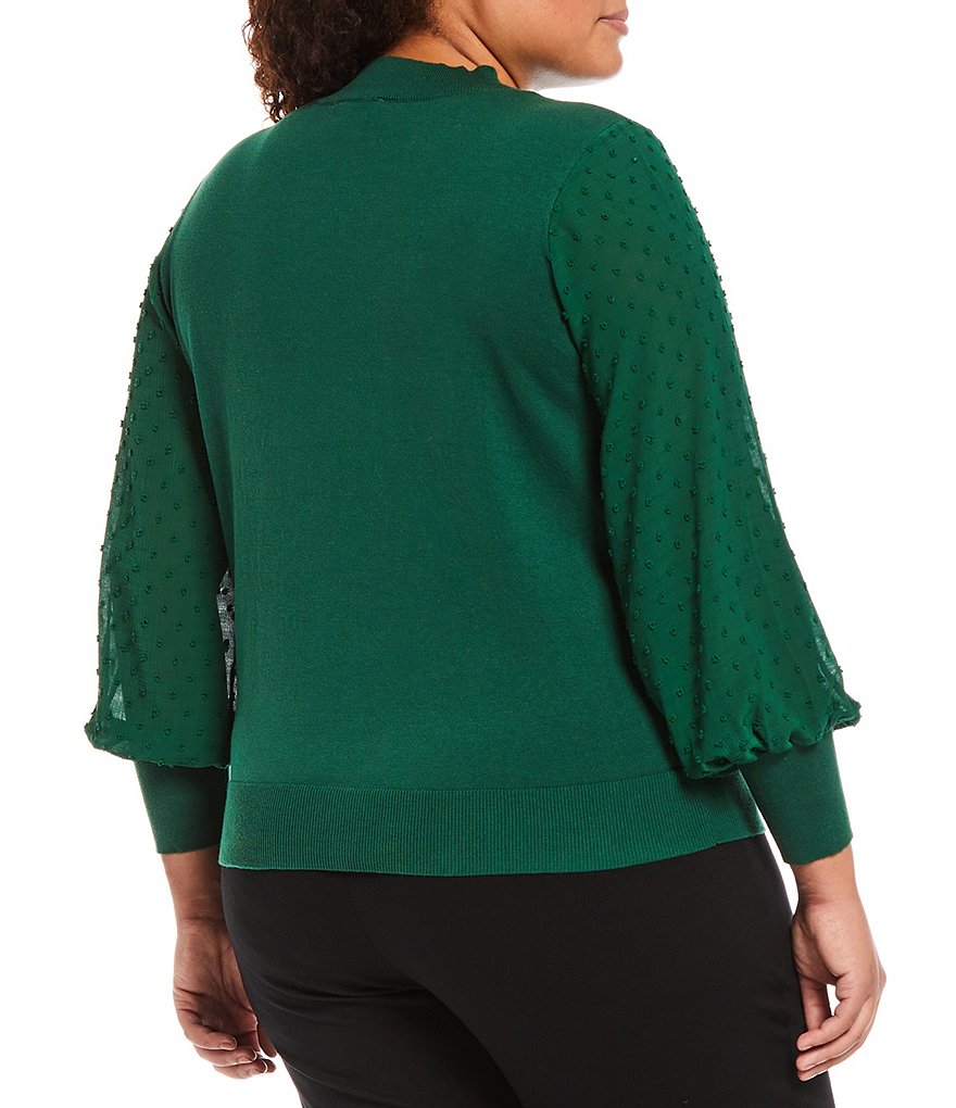 Ruby Rd. Plus Size Ombre Striped 3/4 Sleeve Button Front Long Cardigan