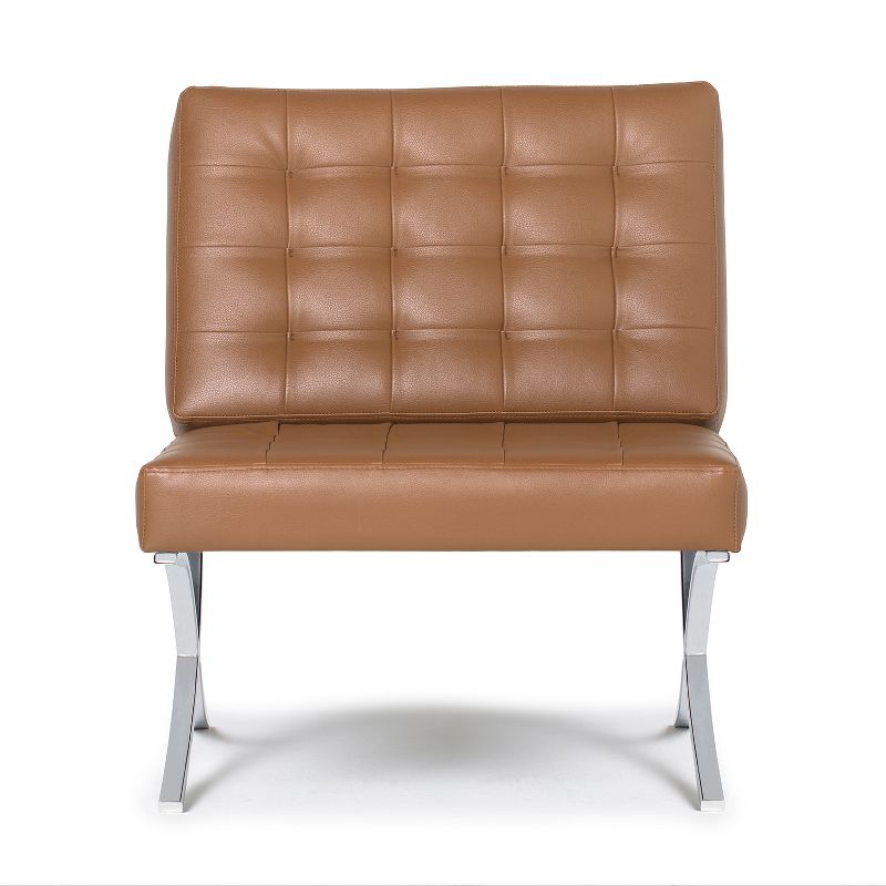 Studio Designs Modern Bonded Leather Armless Atrium Accent Decor Lounge Chair Furniture for Home Living Room, Bedroom, or Office (2 Pack)