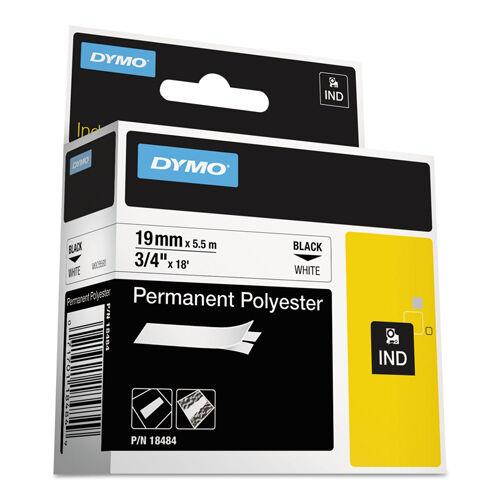 Dymo DYM18484 Rhino 5200 Hard Case Kit Label Tape, 3/4" x 18 ft, White/Black
