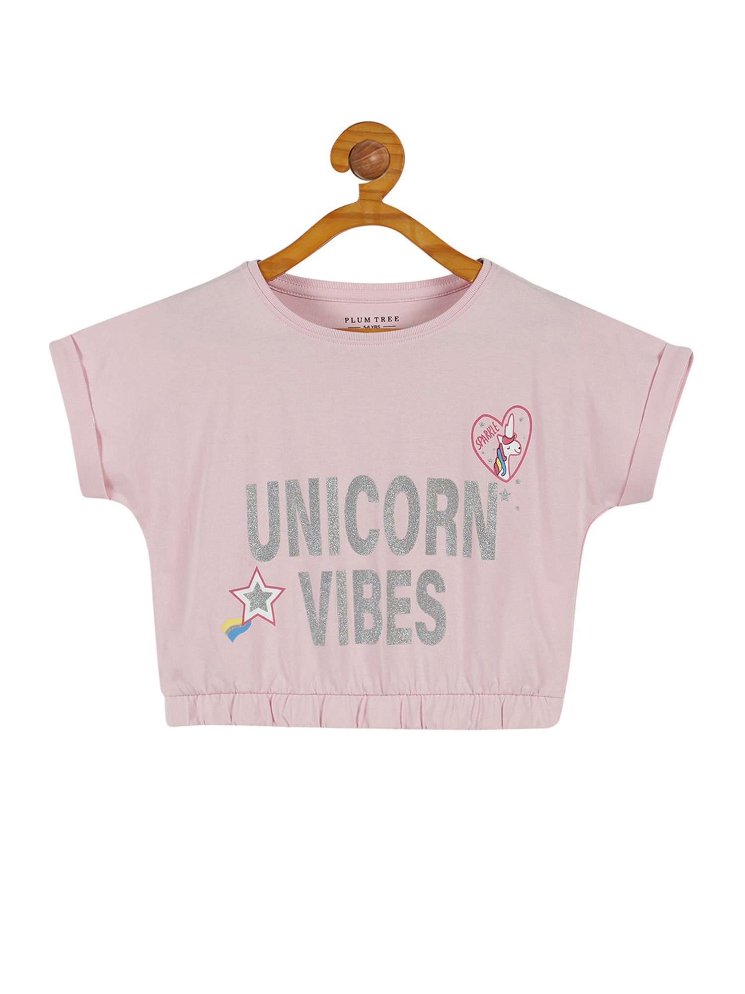 Plum Tree Kids Yellow & Pink Printed Crop Top (Pack Of 2)