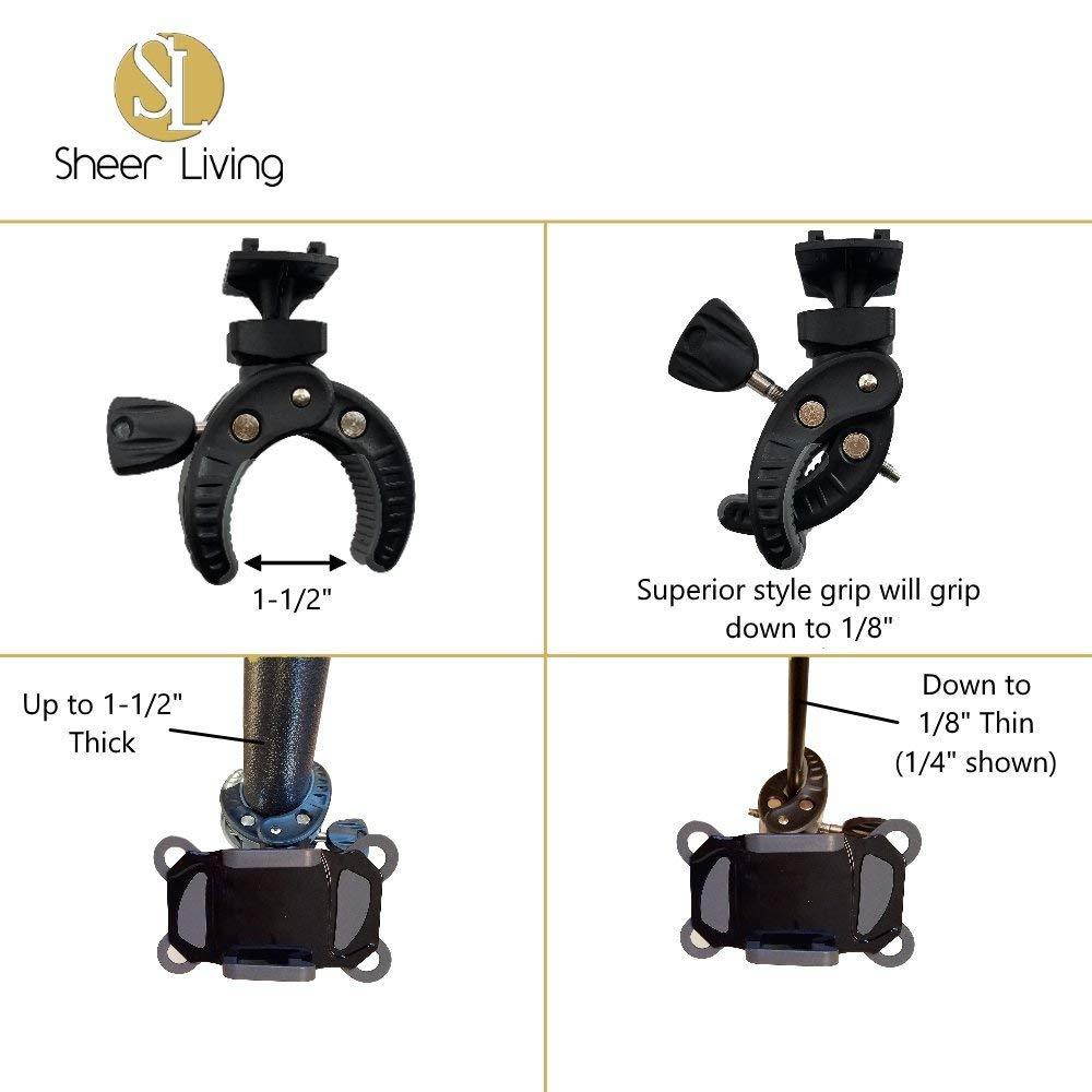 Stroller Cell Phone Holder Mount-Universal Clamp, Also for Bike, Boat, Golf and Grocery Cart, Fits iPhone X, 8 | 8 Plus, 7 | 7 Plus, iPhone 6s | 6s Plus, Galaxy S7, S6, S5, Adjustable