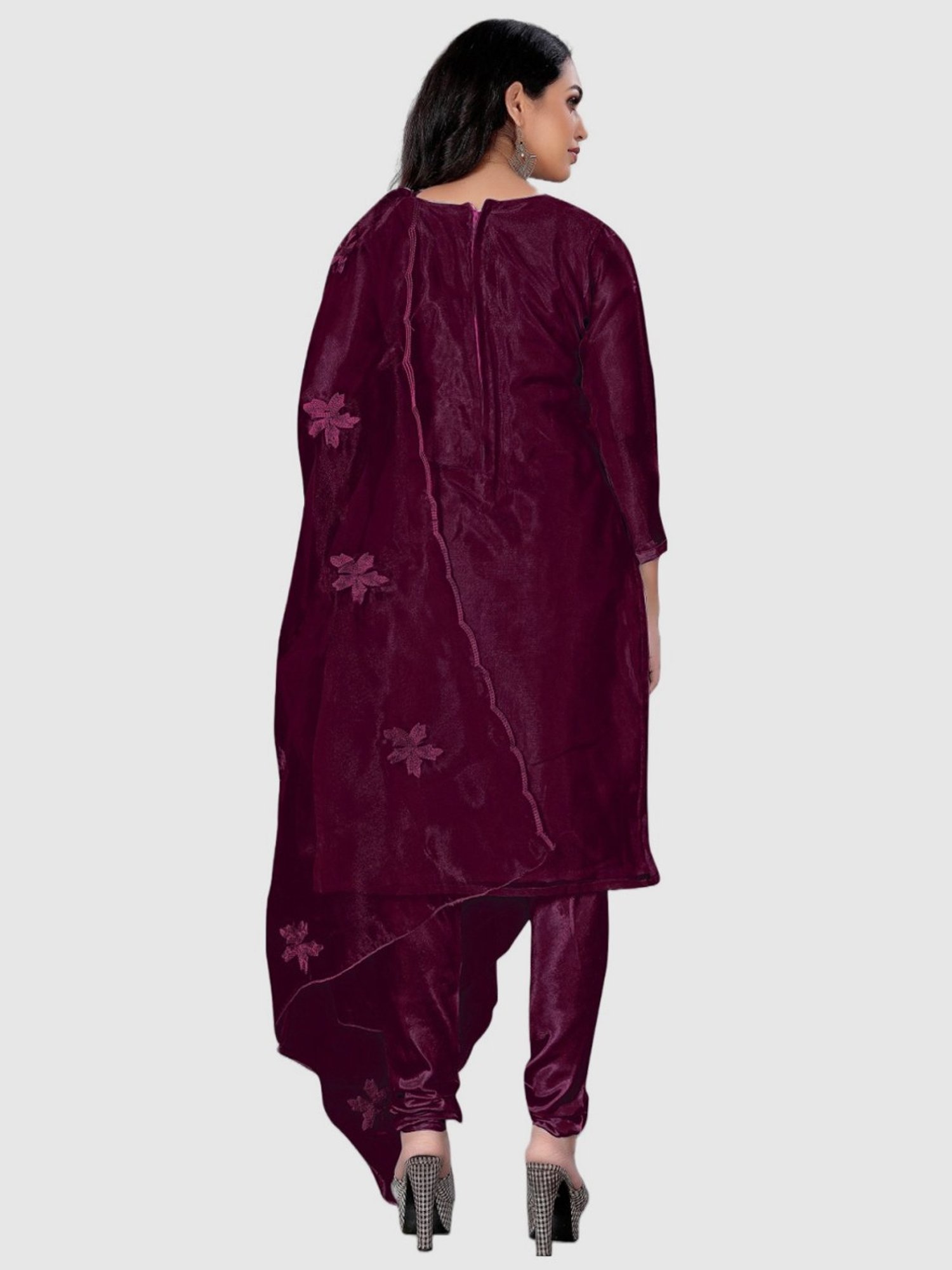 APNISHA Purple Embroidered Unstitched Dress Material