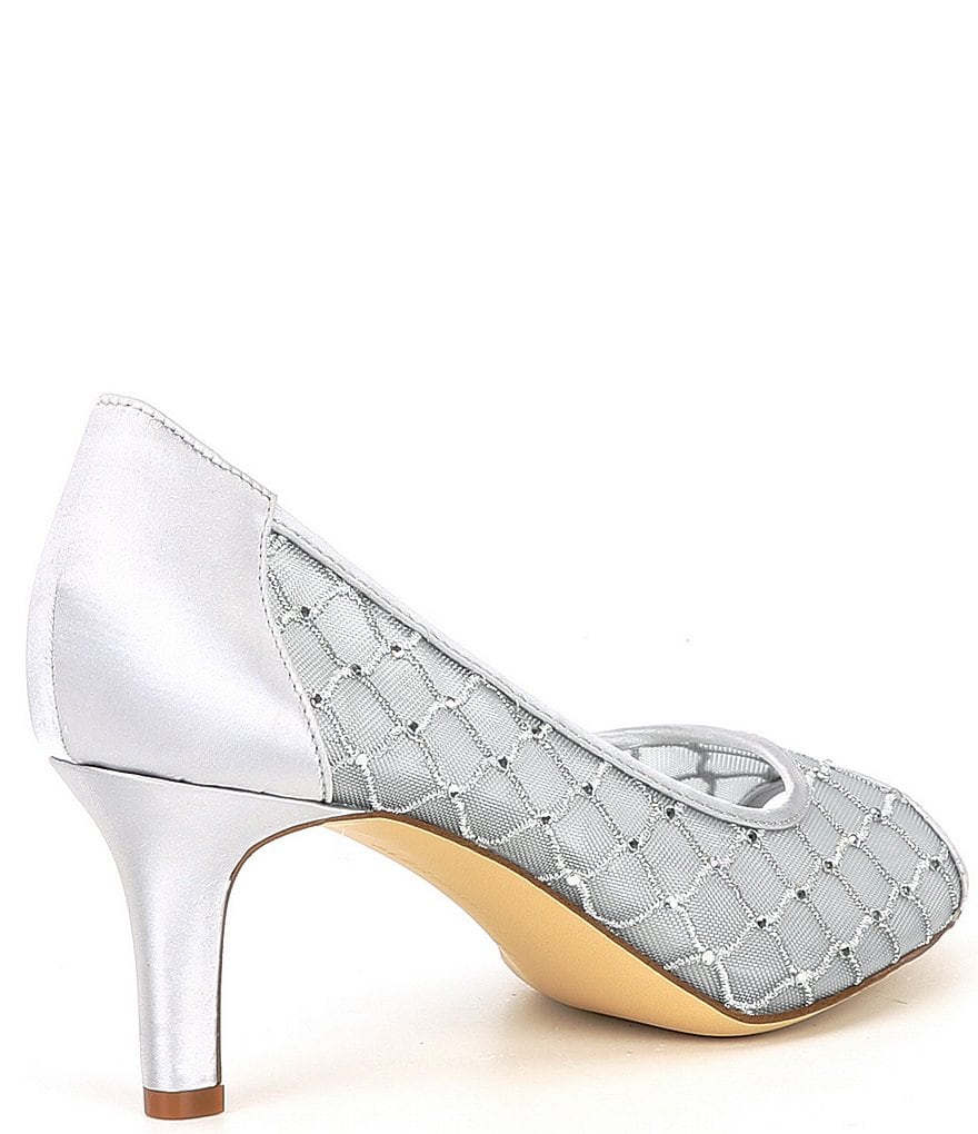 Alex Marie Bessika Rhinestone Detail Peep-Toe Mesh Pumps