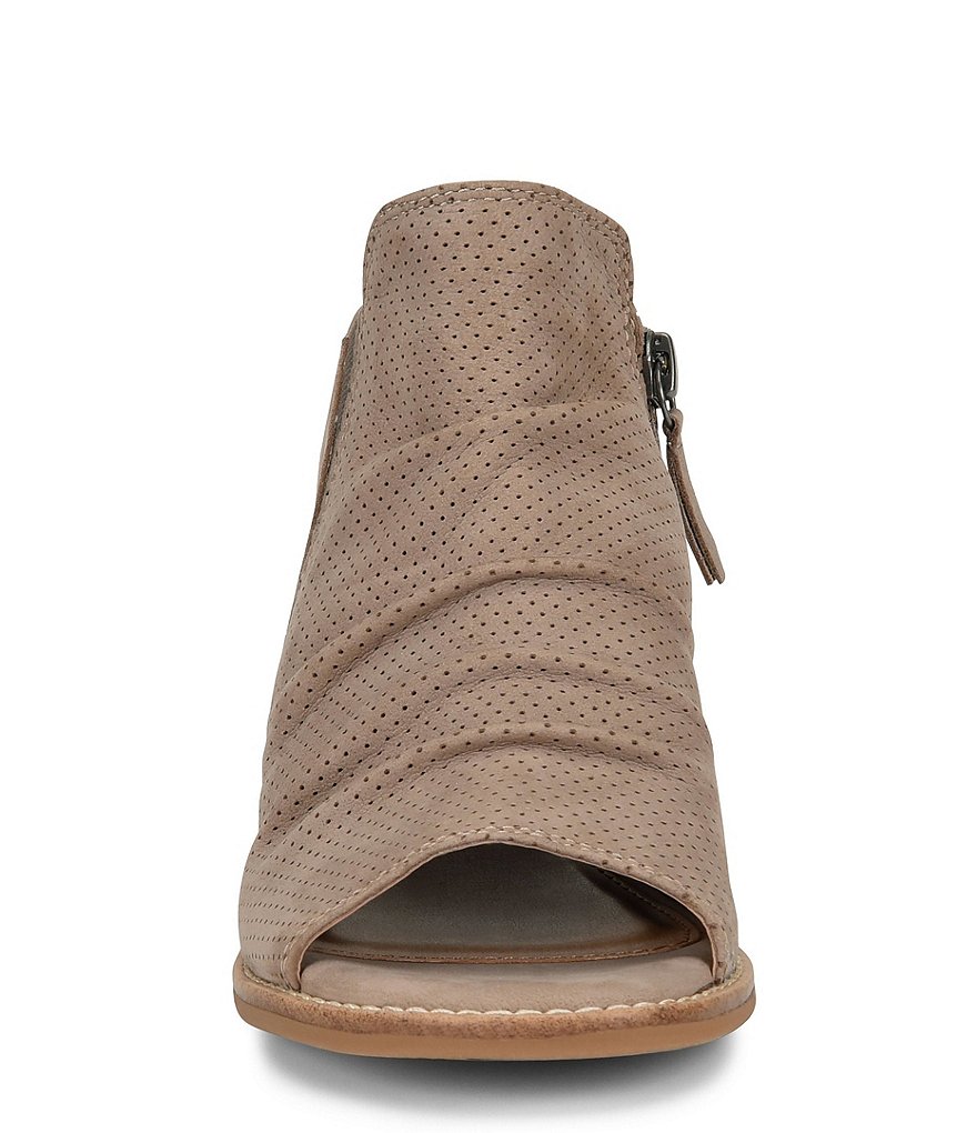 Comfortiva Belen Slingback Ruched Suede Block Heel Sandals