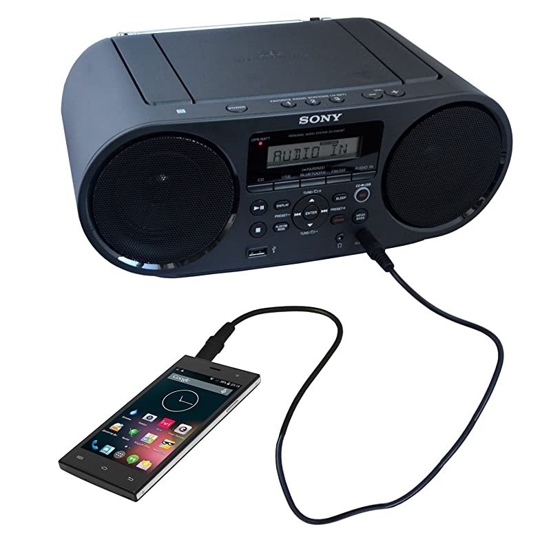 Sony Bluetooth NFC Near Field Communications MP3 CDCDRRW Portable MEGA BASS Stereo Boombox with Digital Radio AMFM Tuner USB Playback + Auxiliary Cable  Gentle Cleaning Cloth