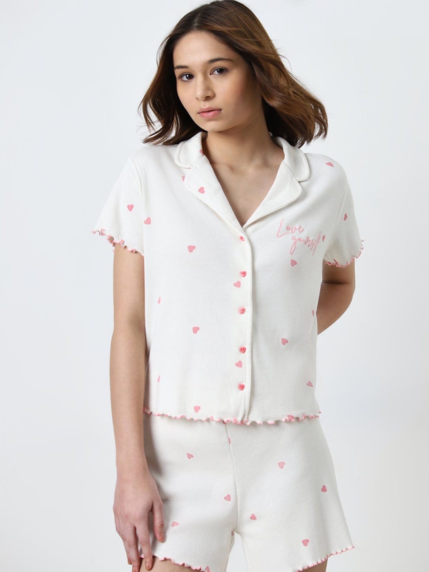 Superstar by Westside Off-White Printed Cotton Blend Shirt