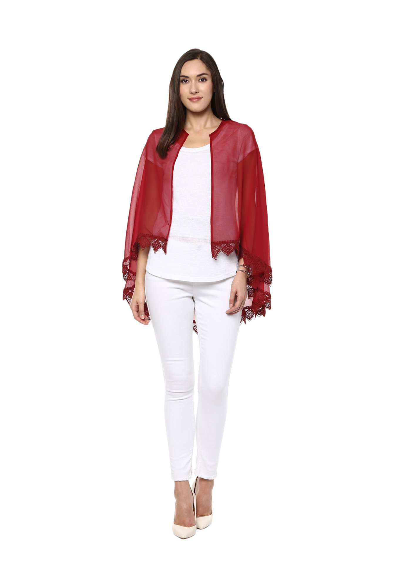 Fusion Beats Maroon Polyester Shrug