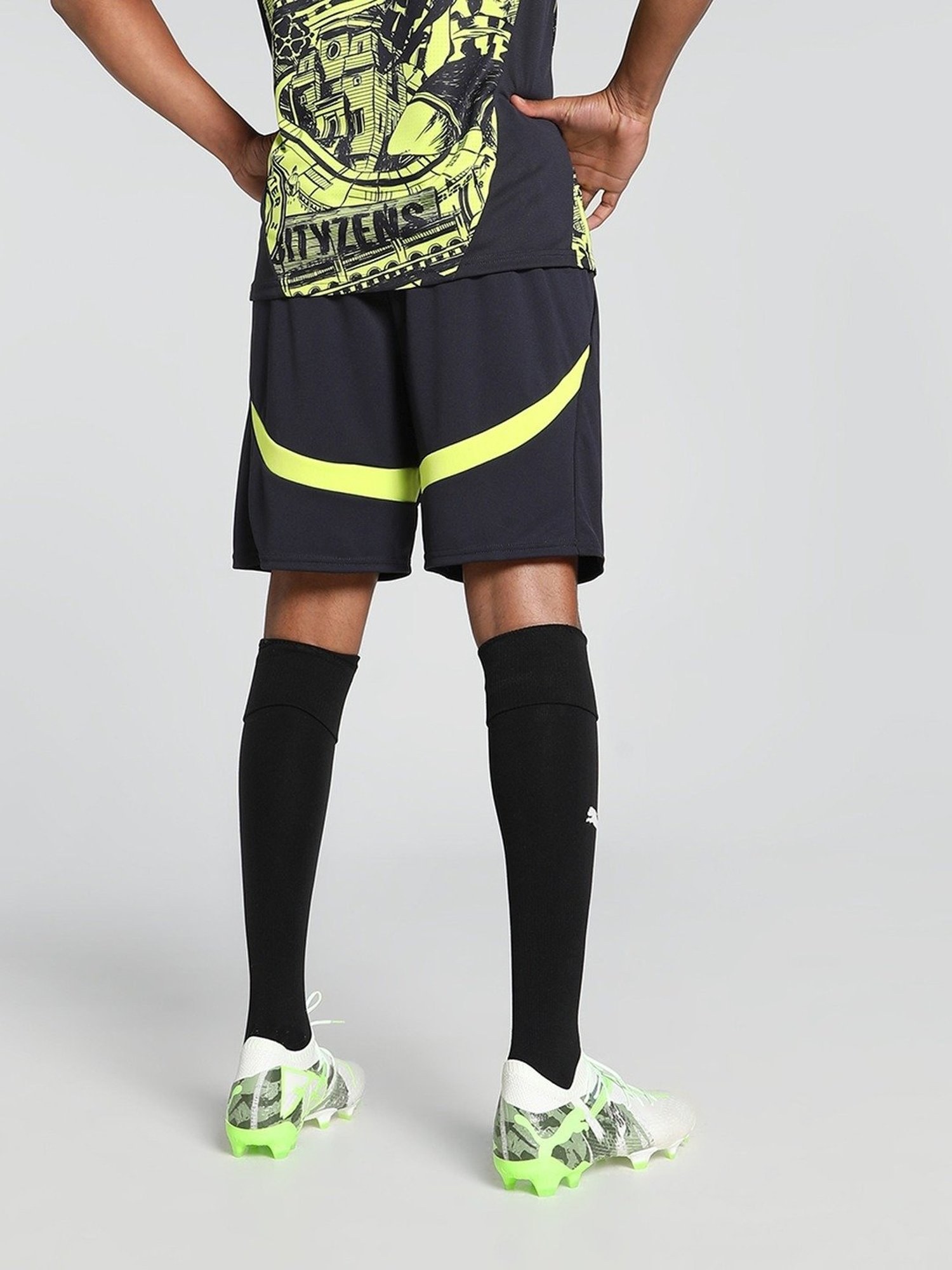 Puma Blue Regular Fit Printed Sports Shorts