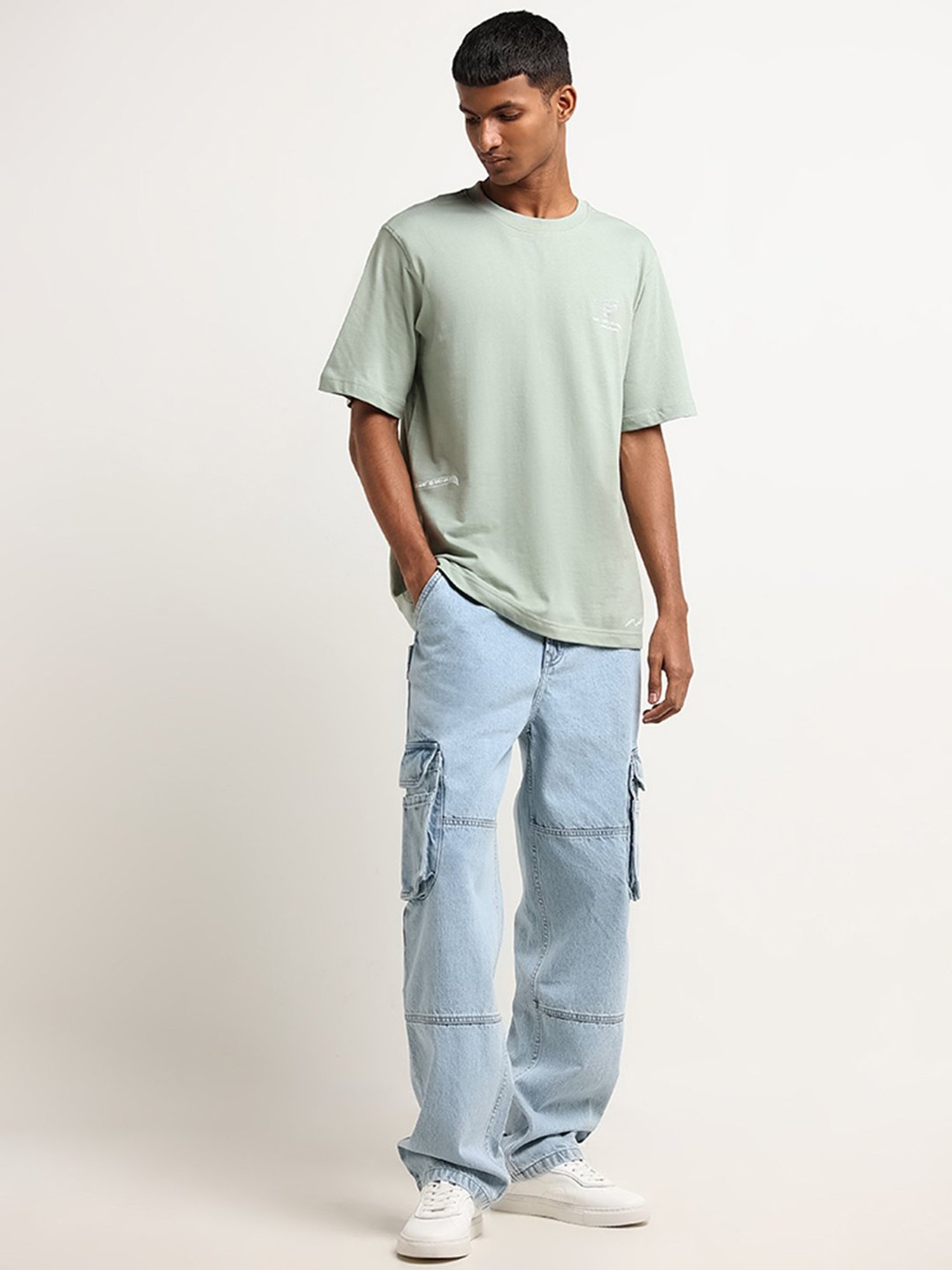 Nuon by Westside Green Relaxed Fit Contrast Print T-Shirt