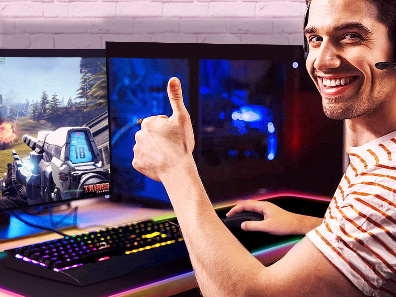 ESGAMING  Oversize RGB Gaming Mouse Pad (35.4x15.7) with 7 color lighting  and  five RGB effects