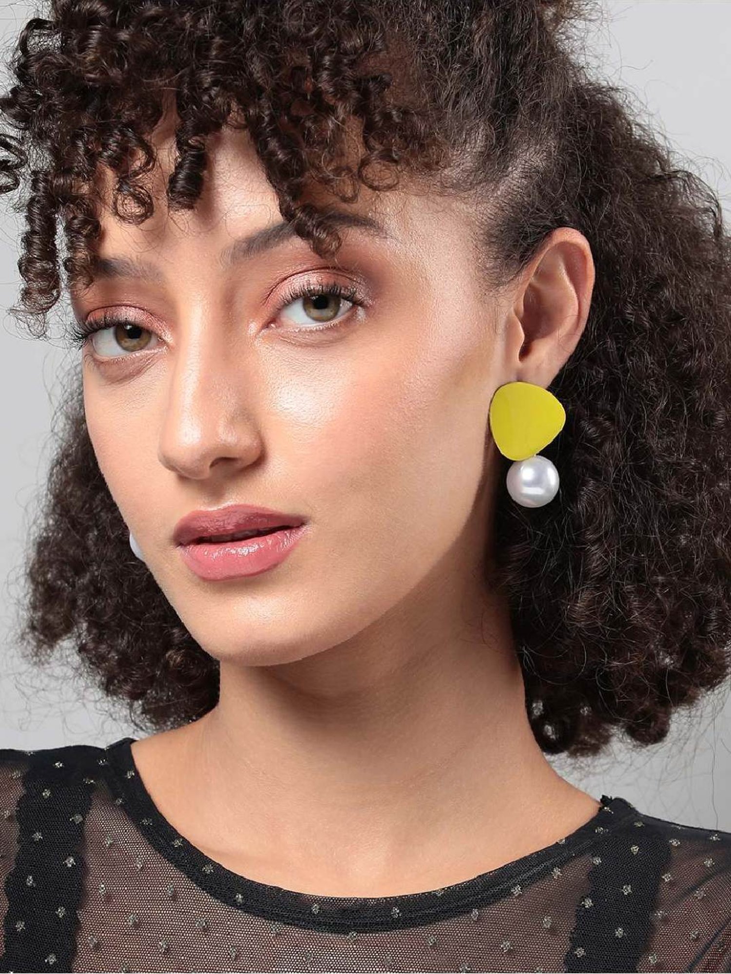 Sohi Women's Dewdrop Gala Drop Earrings  Lemon Yellow