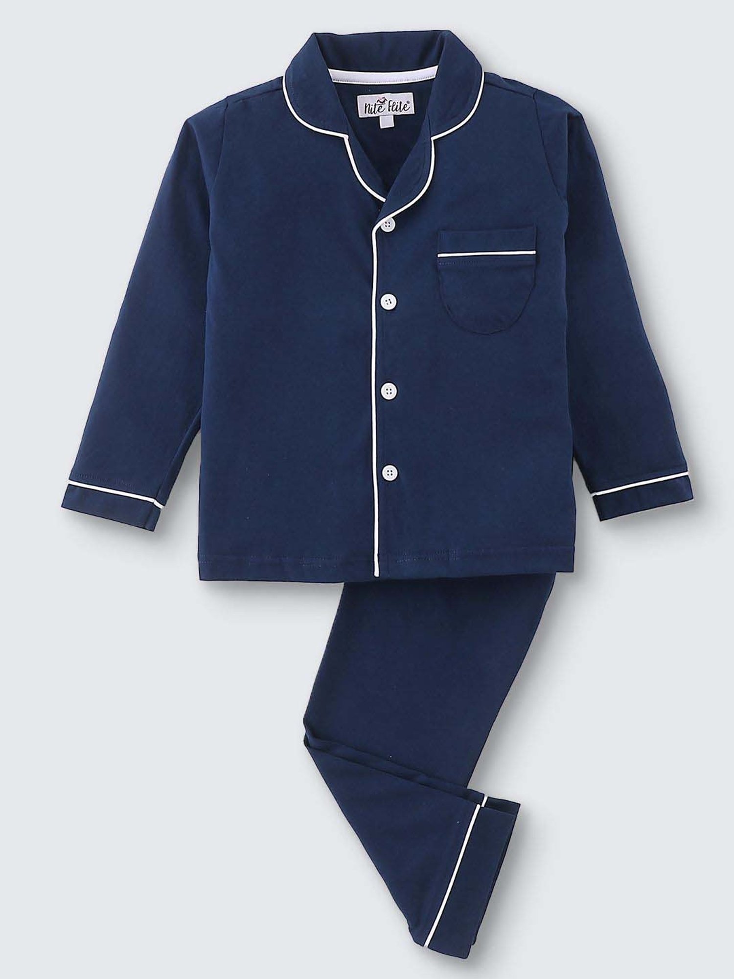 Nite Flite Boys Picasso Blue Cotton Regular Fit Full Sleeves T-Shirt Set