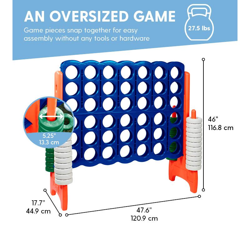 ECR4Kids Jumbo Four-To-Score Giant Game-Indoor/Outdoor 4-In-A-Row Connect - Blue and Orange