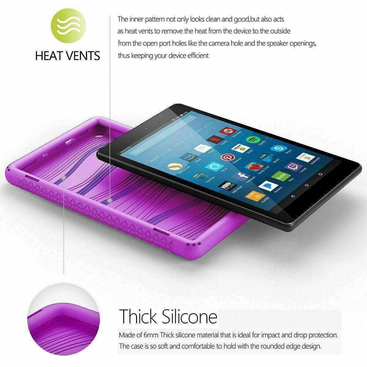[20 PCS] Case For Amazon Fire HD 8 2017 Tablet,Heavy Duty Silicone Cover Purple