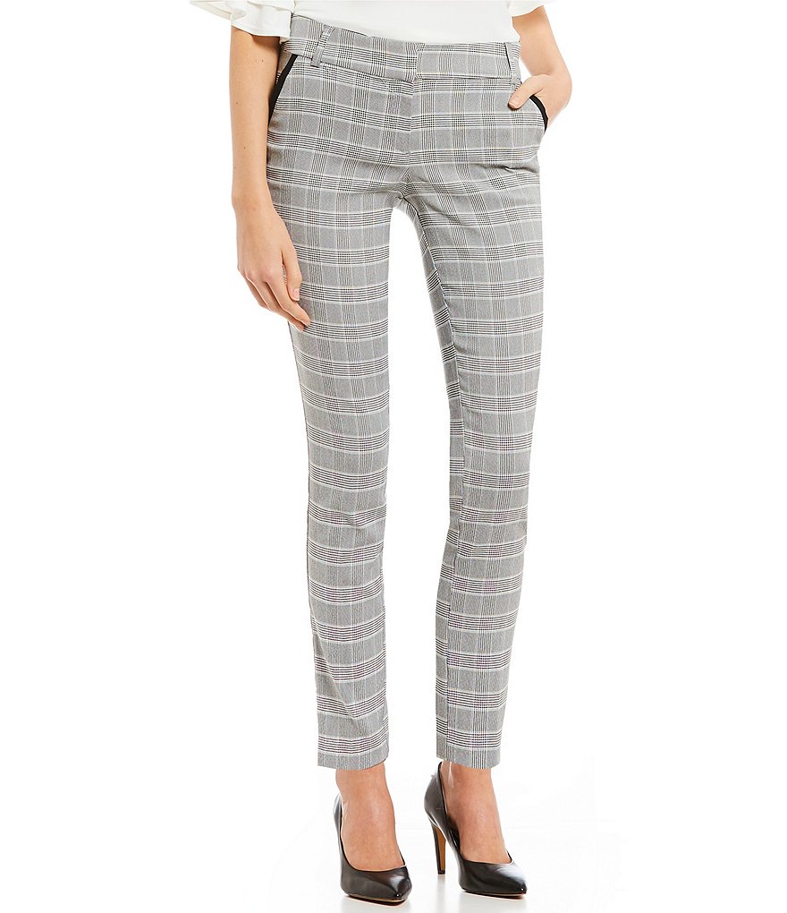 Takara Coordinating Piping-Detailed Menswear Plaid Dress Pants