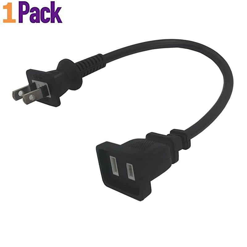 1FT03M AC Power 2 Prong Extension Cord Cable  US Black Short Power Extension Cord Male to Female for NEMA 115P to NEMA 115R 1Pack
