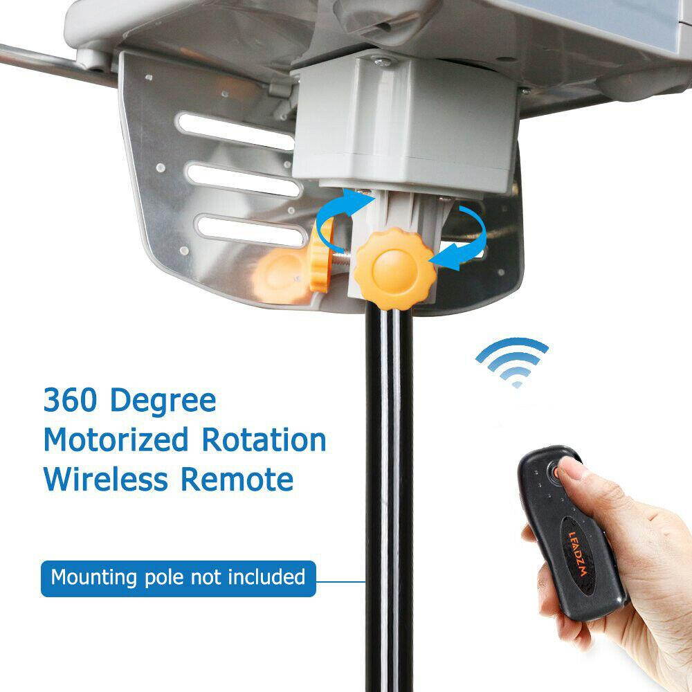 200 Mile 1080P 4K HDTV Outdoor TV Antenna Motorized Amplified 36dB 360&deg; Rotation