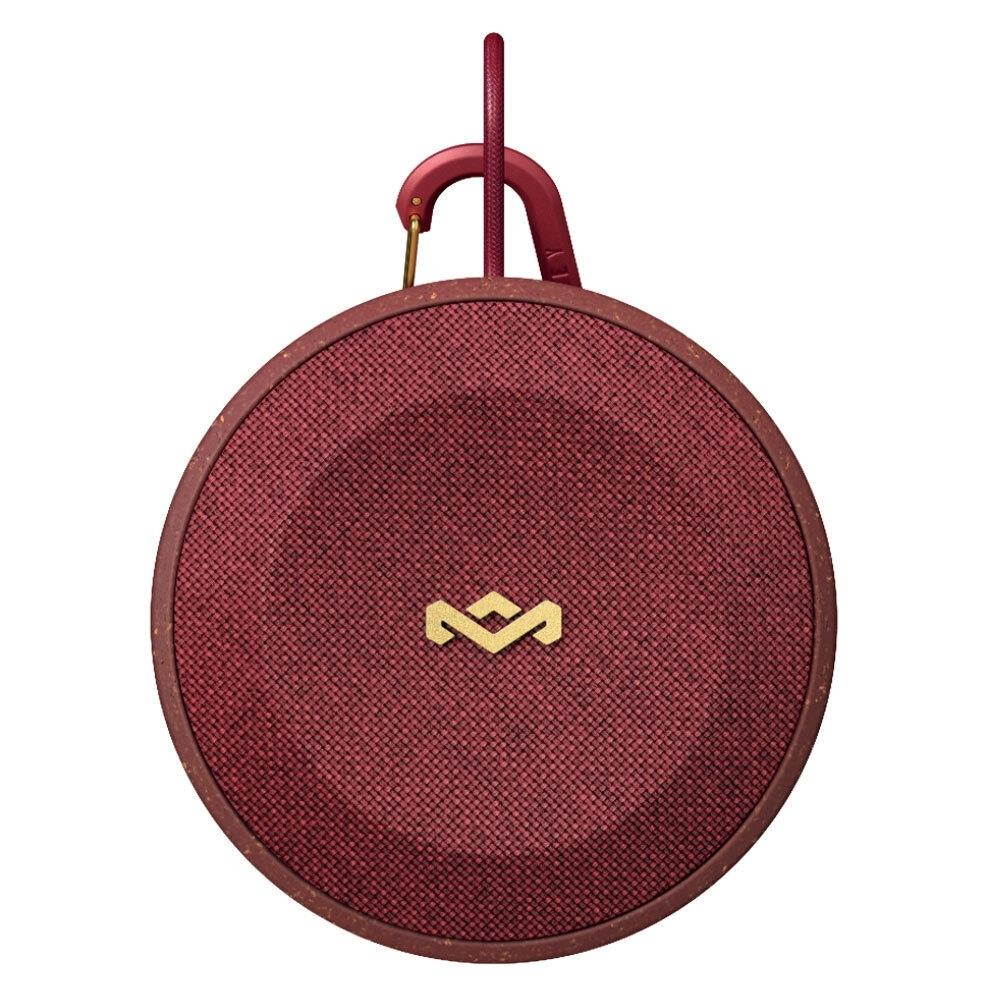 house of marley, no bounds outdoor speaker | 10hour battery, water & dustproof ip67, buoyant, carabiner, quick charge, charging cable, auxin, wireless dual speaker pairing, speaker phone | red