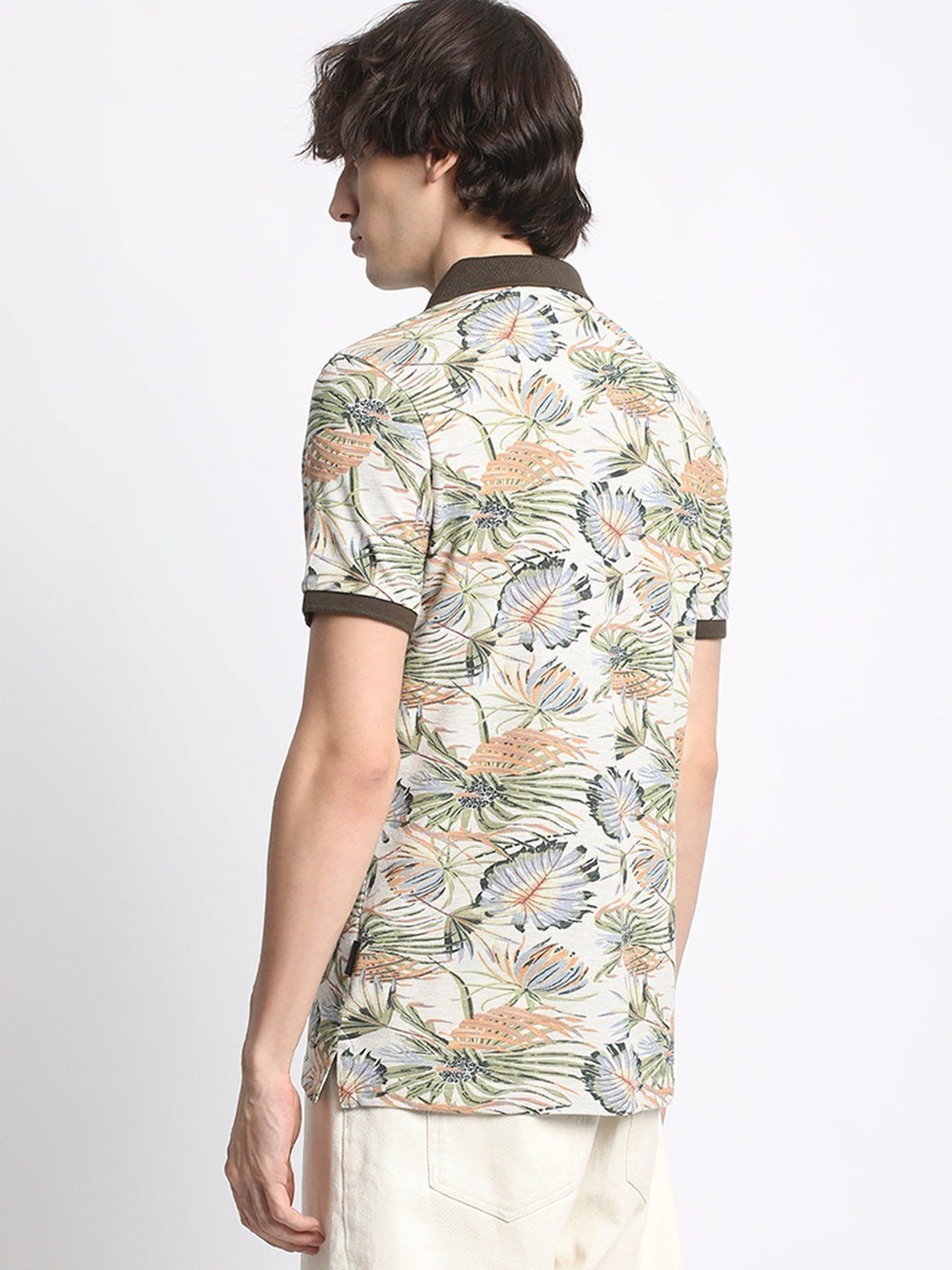 The Bear House Multicolored Cotton Regular Fit Printed Polo T-Shirt