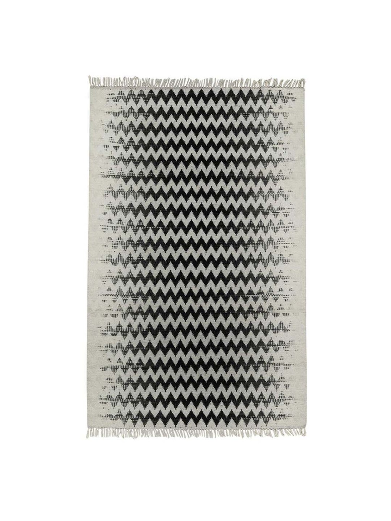 Pequra Black & Off-White Fabric XL Carpet - Set of 1