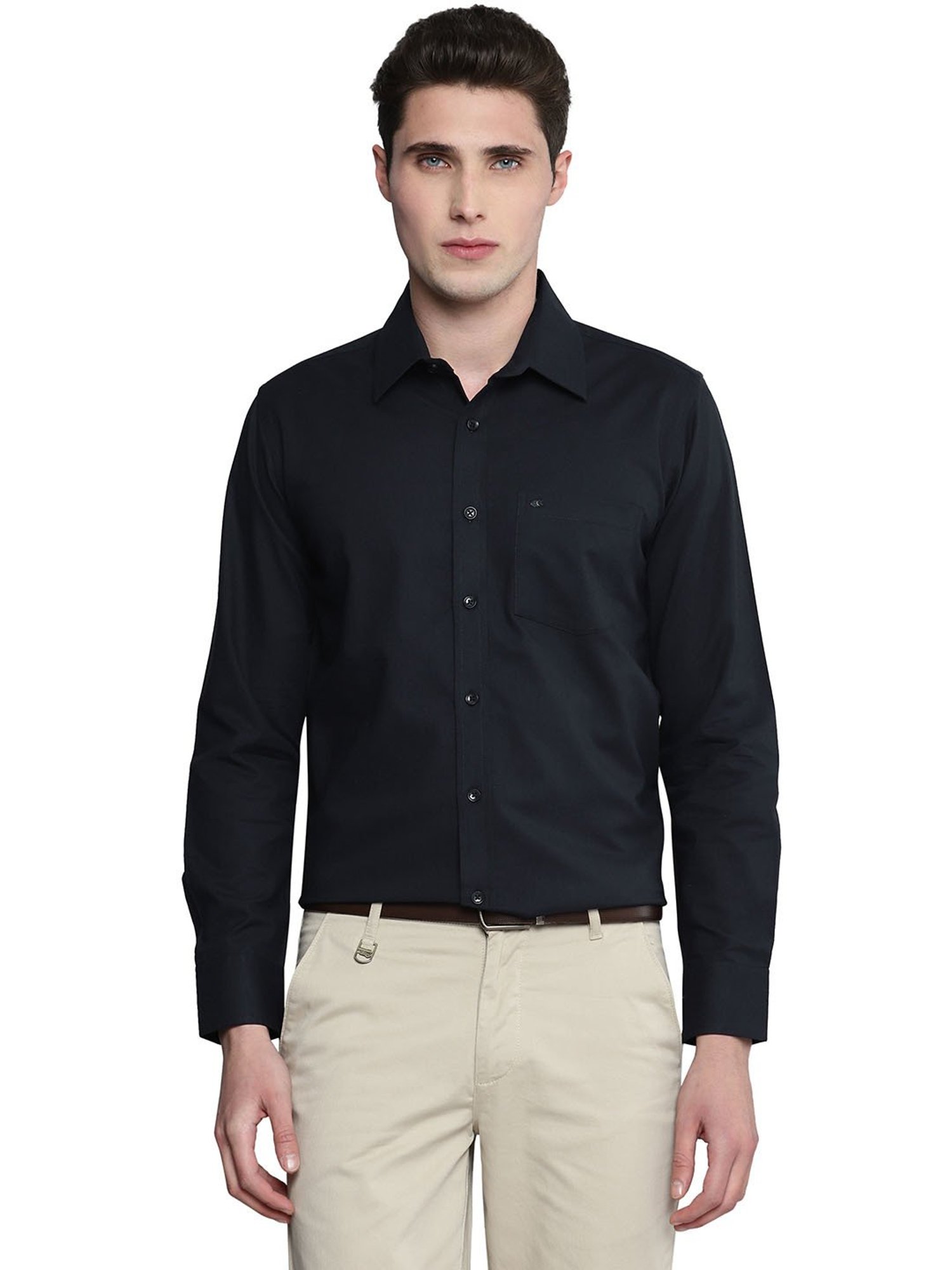 Allen cooper Black Regular Fit Shirt