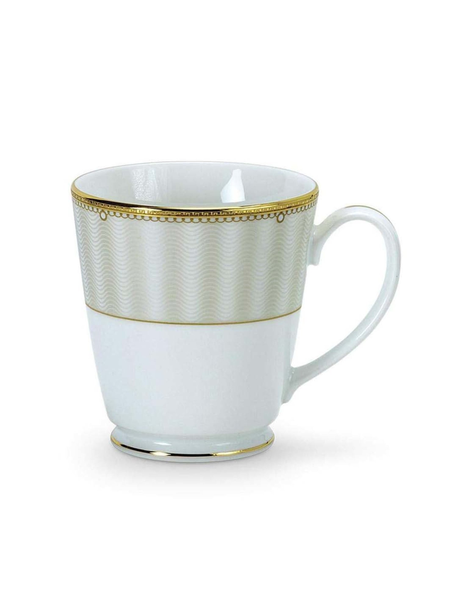 Noritake Monarch Gold White & Green Poreclain Milk Mug (0.37 L) - Set of 1