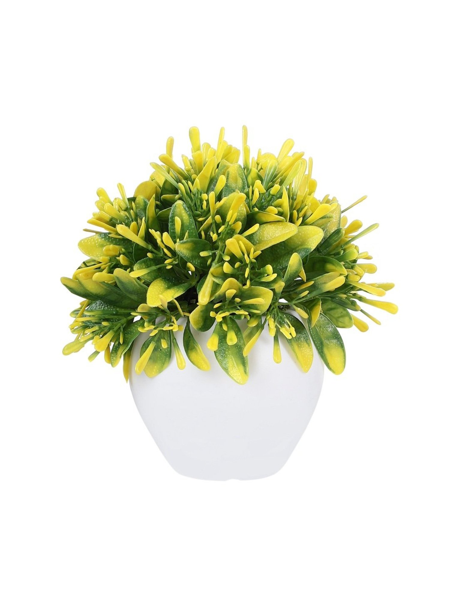 Foliyaj Multicolor Plastic Artificial Plant with Oar Shaped Leaves & Pot