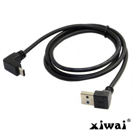 Xiwai USB 3.1 USB-C Up Down Angled to 90 Degree Down Angled A Male Data Cable for Macbook & Tablet & Phone