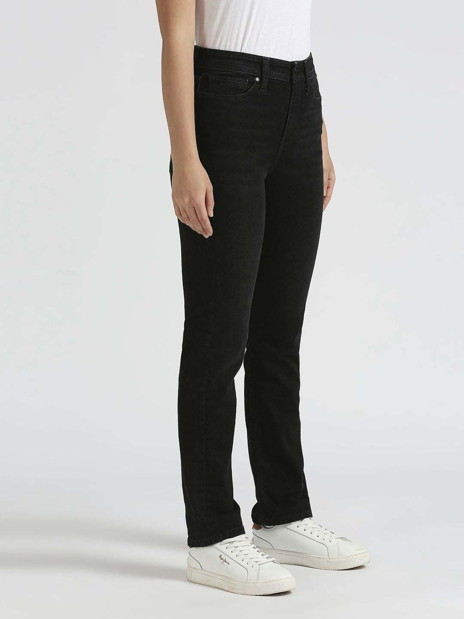 Pepe High Rise Jeans Black Cotton High Rise Jeans